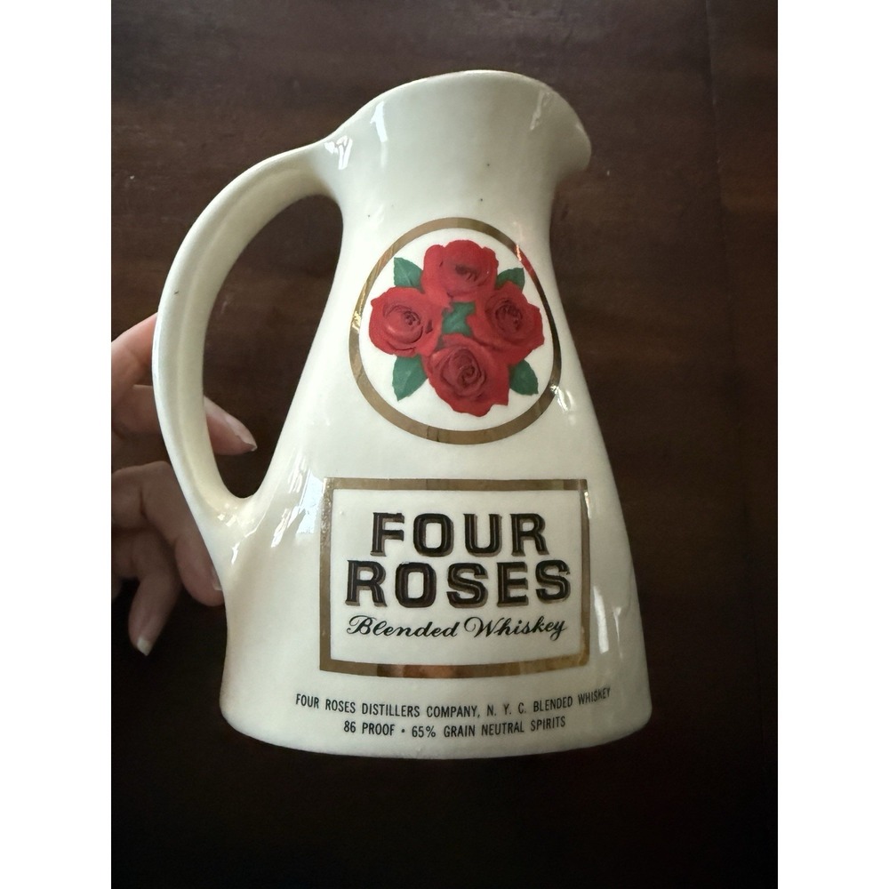 Vintage Four Roses Blended Whiskey Pitcher Ceramic Approx 7" Tall PLS SEE PICS
